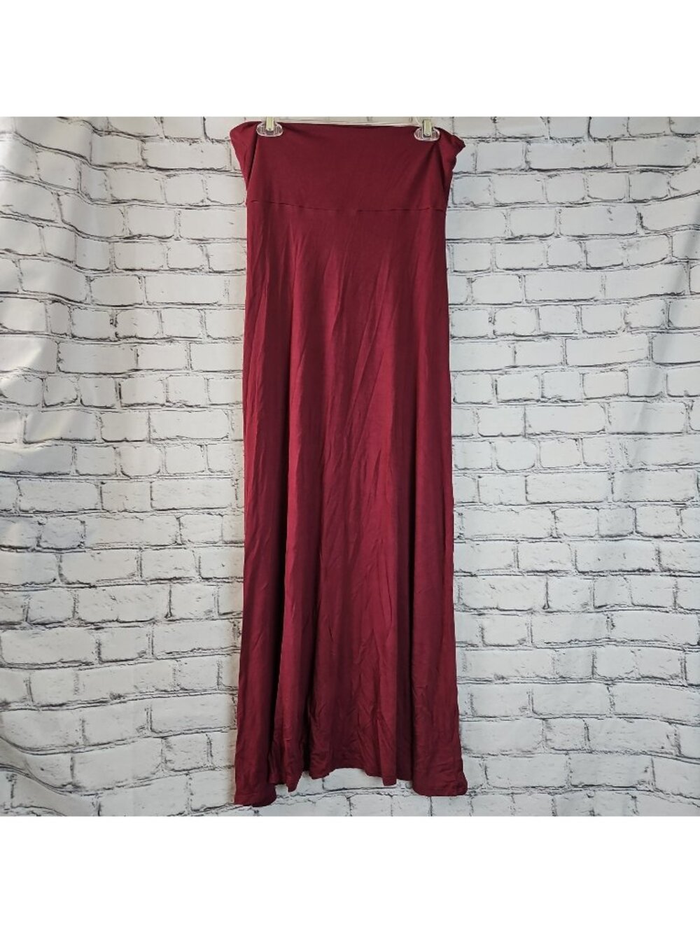 Wet Seal Womens XL Maxi Long Skirt Soft Stretch Red Burgundy Casual